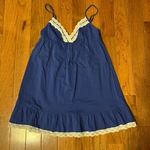 Victoria's Secret Navy Nightgown with Cream Lace